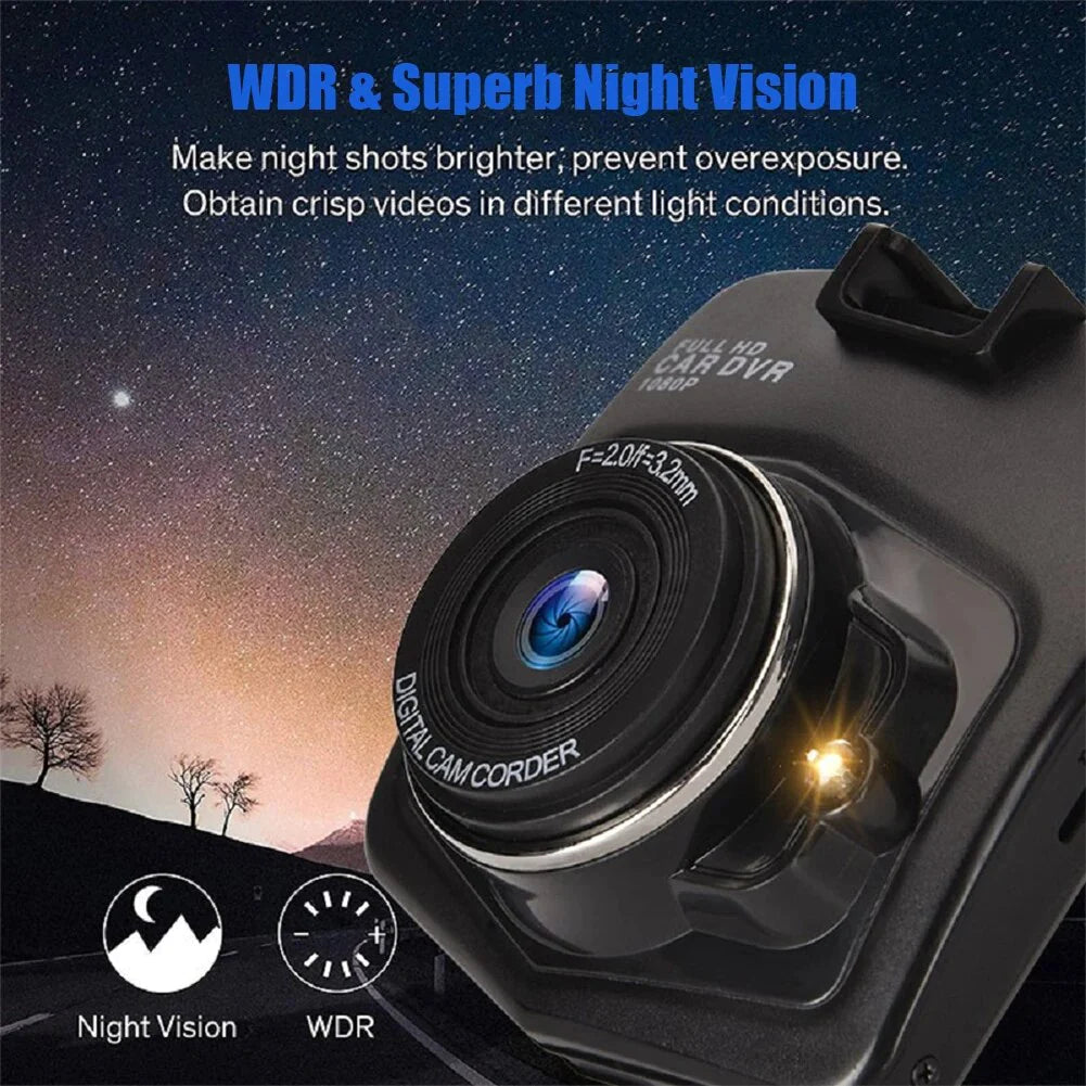 2.4-Inch Full HD 1080P Dash Camera with Night Vision and G-Sensor for Front or Rear Installation