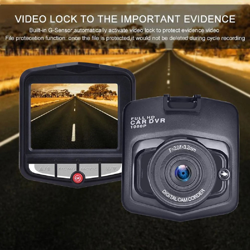 2.4-Inch Full HD 1080P Dash Camera with Night Vision and G-Sensor for Front or Rear Installation