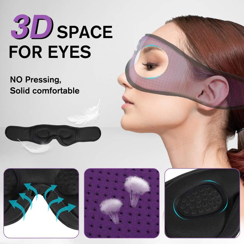 3D Eye Mask Bluetooth Sleep Mask Breathable Headband Headphones，Gift