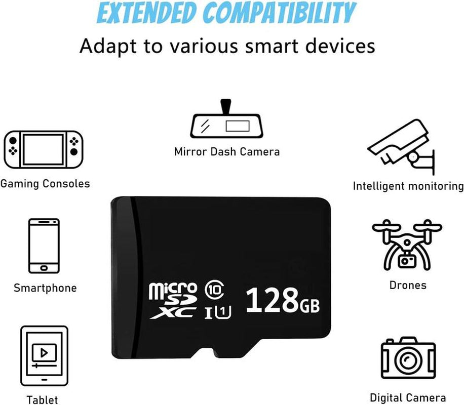 Micro SD Card-High-Speed Storage for Camera, Game Machine, Digital Cameras.Security Cameras, Smartphones, Gopro, Drones，Affordable Accessories