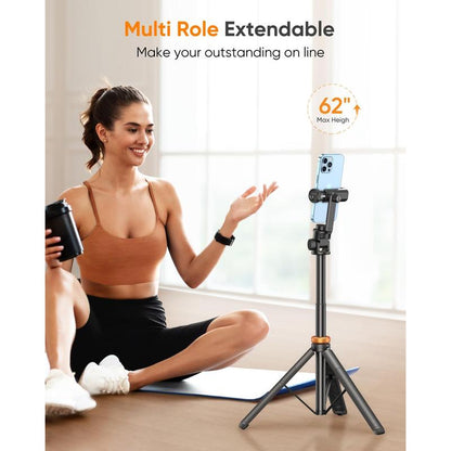 Newest Iphone Tripod Stand, EUCOS 62" Phone Tripod&Selfie Stick with Remote Shutter for Video Recording, Solidest Cell Phone Tripod Stand for Iphone Compatible Iphone 13Pro Max/12Pro/Samsung/Dji/Gopro Eucos