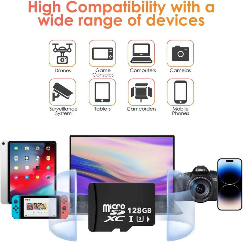 Micro SD Card-High-Speed Storage for Camera, Game Machine, Digital Cameras.Security Cameras, Smartphones, Gopro, Drones，Affordable Accessories